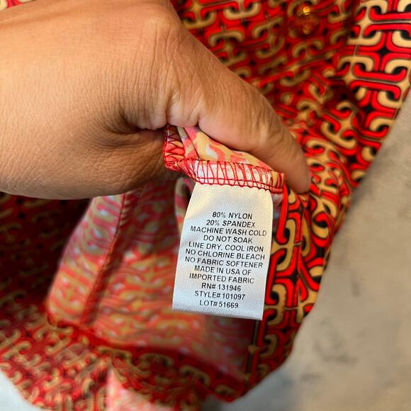 Jude Connally‎ Sabine Dress Chain Link Geo Size Medium Jude Cloth Red Brown - Picture 6 of 7